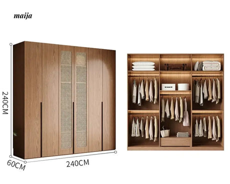 MEIHOUSE Medieval Rattan Glass Door Bedroom Wardrobe Modern Storage from MEIHOUSE