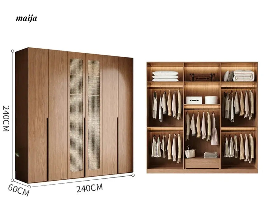 MEIHOUSE Medieval Rattan Glass Door Bedroom Wardrobe Modern Storage from MEIHOUSE