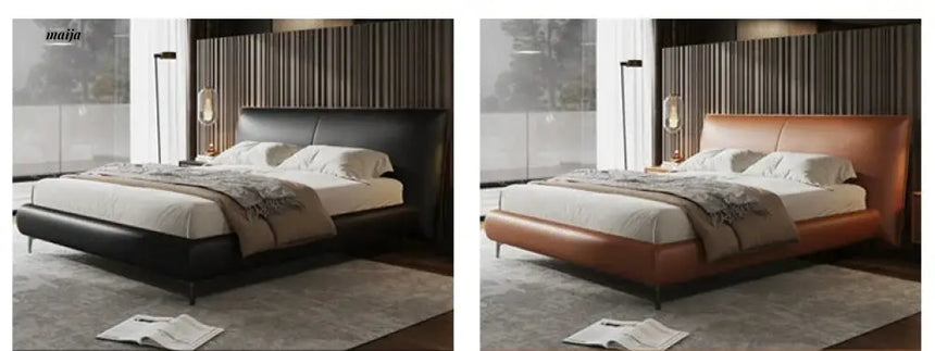 Minimalist Soft Leather Bed from maija