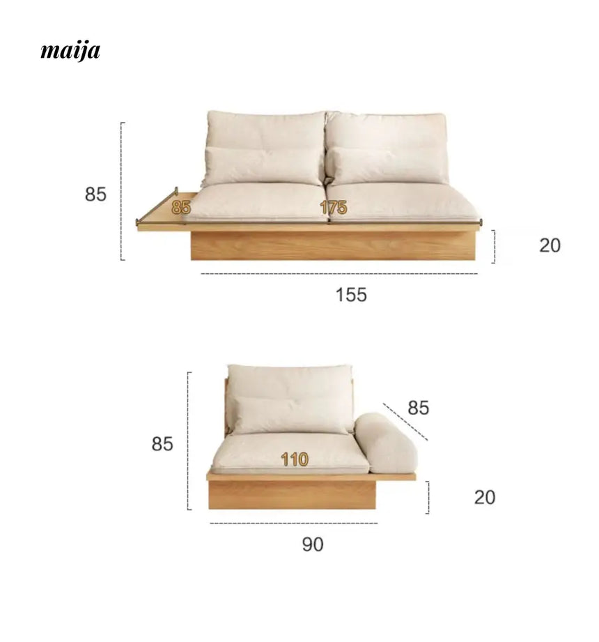 Japanese Style Solid Wood Modular Sofa with Storage from maija
