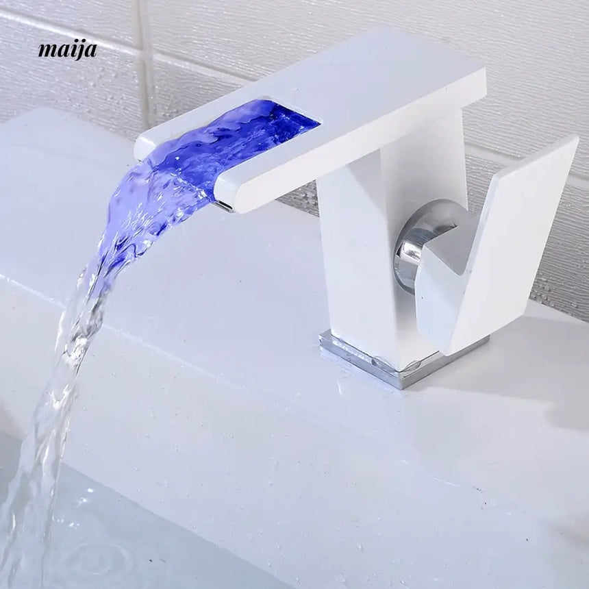 LED Colour-Changing Waterfall Temperature Basin Faucet from Kaiyashi
