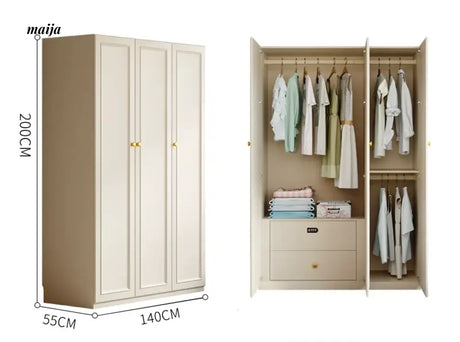 MEIHOUSE French Cream European Pine Wardrobe Bedroom Storage Cabinet from MEIHOUSE
