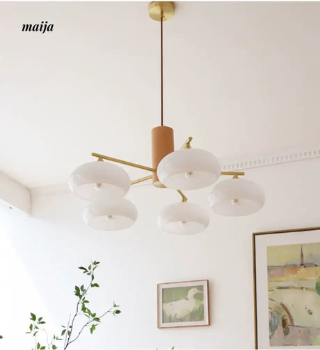 NANCY Japanese Retro Glass Chandelier Walnut Style from NANCY