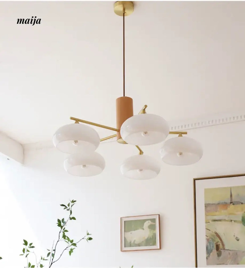 NANCY Japanese Retro Glass Chandelier Walnut Style from NANCY