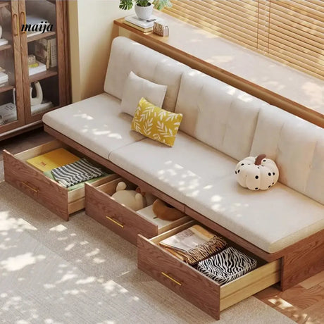 Japanese Style Solid Wood Sofa with Storage System from AI