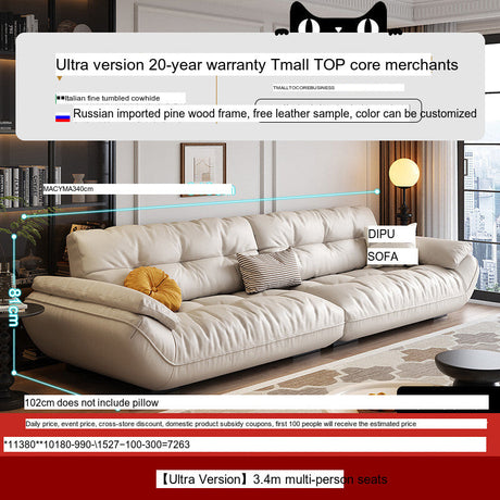 DIPU Cassius Minimalist Cream Leather Sofa from DIPU