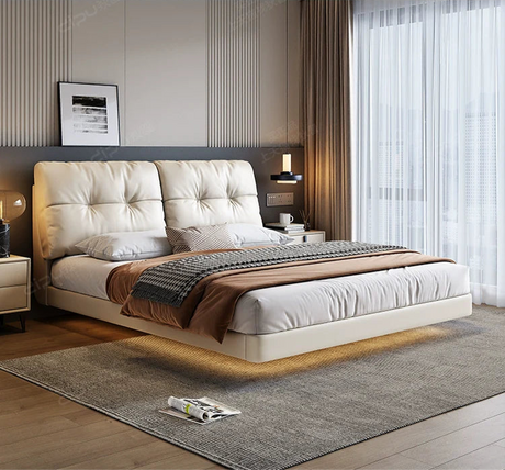 DIPU Maisie Cream Skin Leather Bed from DIPU