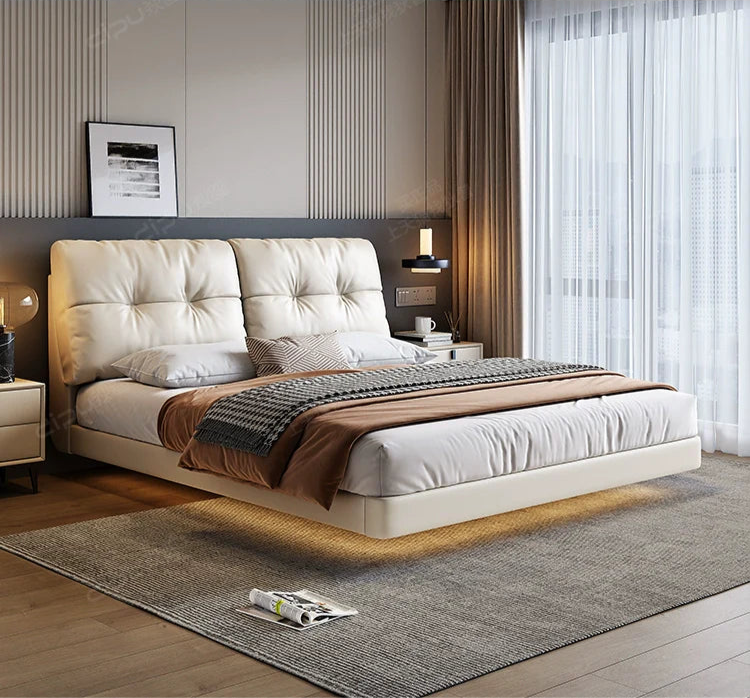 DIPU Maisie Cream Skin Leather Bed from DIPU