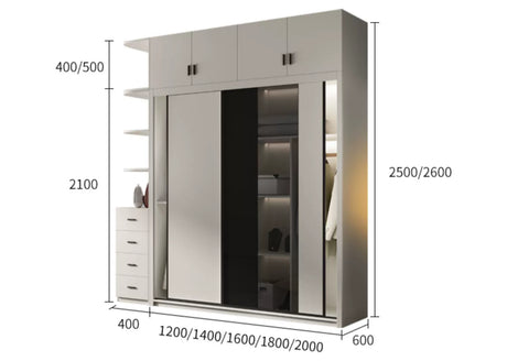 AIWO Lucien Light Luxury Glass Sliding Door Wardrobe from AIWO