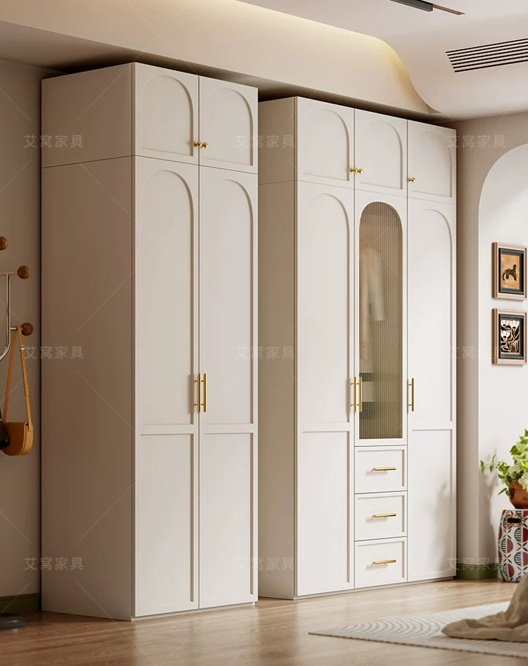 AIWO Romy Economical French Cream Wardrobe with Desk Integration from AIWO