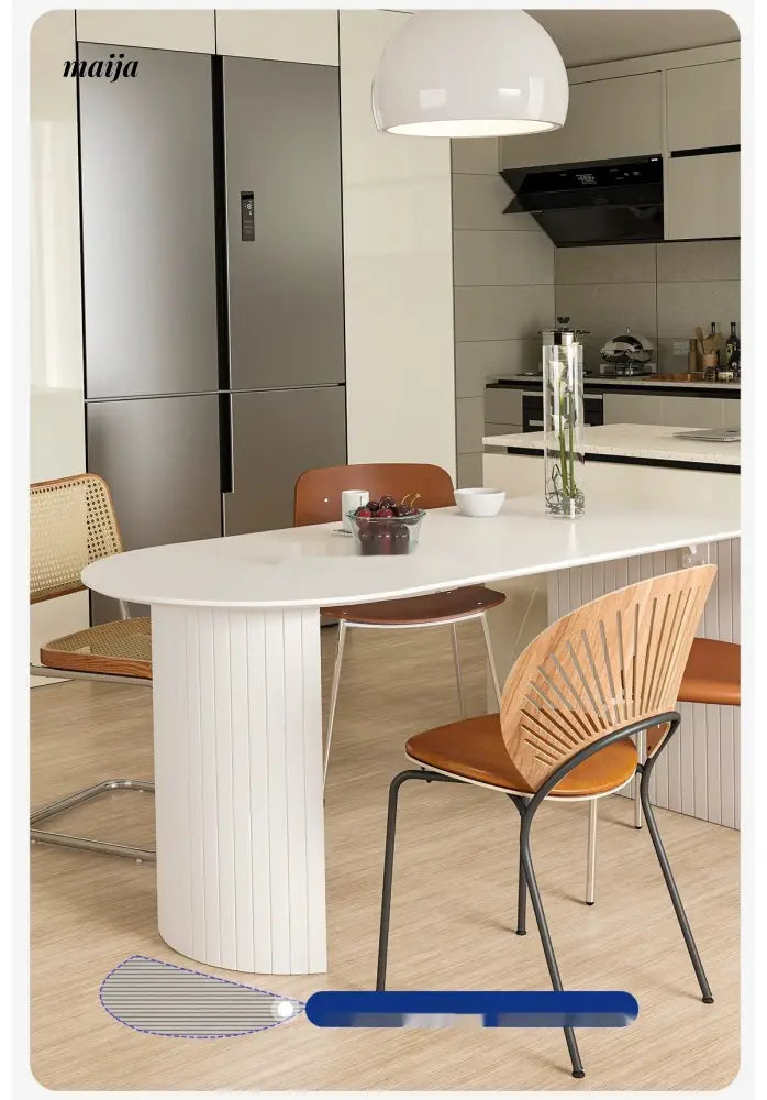 LOWERLEFT Cream Island Dining Table from Lower Left