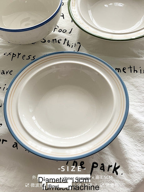 YASUKI Minja Retro Striped Ceramic Soup Bowl from YASUKI