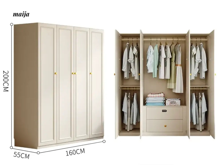 MEIHOUSE French Cream European Pine Wardrobe Bedroom Storage Cabinet from MEIHOUSE