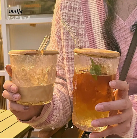 BANKE Glacier Straw Girl Coffee Water Glass Cup from BANKE