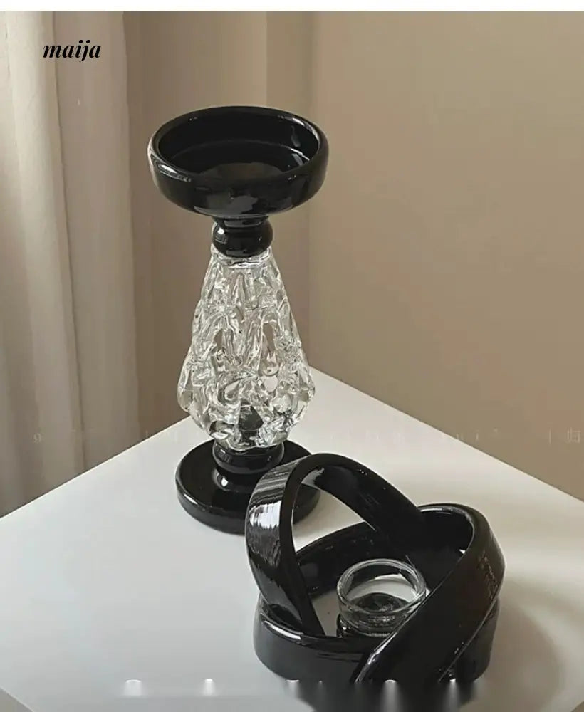 GUIFOU Retro Baroque Glass Candlestick from GUIFOU