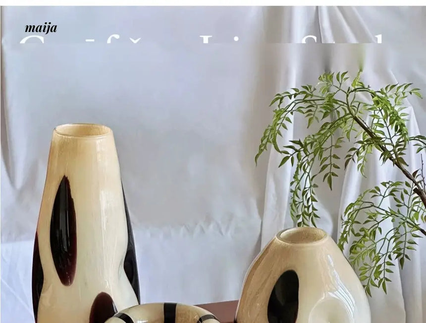 GUIFOU Glazed Line Glass Vase Set from GUIFOU