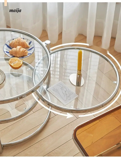 LOWERLEFT Rotating Glass Tea Table from Lower Left