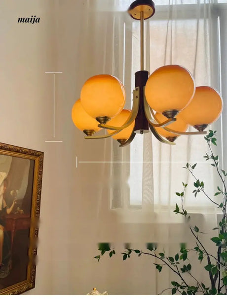NANCY French Copper Walnut Chandelier Art Design from NANCY
