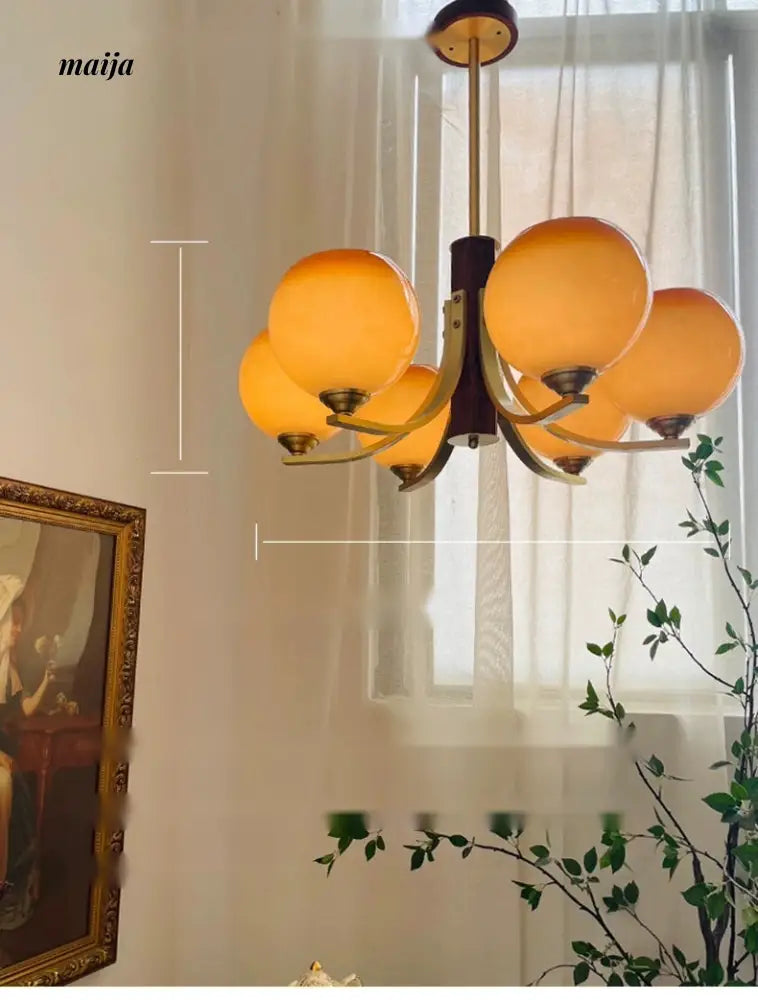 NANCY French Copper Walnut Chandelier Art Design from NANCY