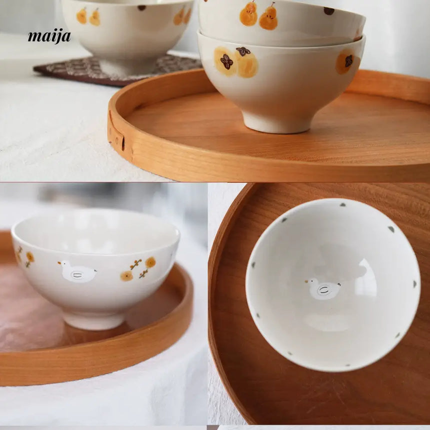 KAWATANI Japanese Ceramic Persimmon Gray Rice Bowl from kawatani