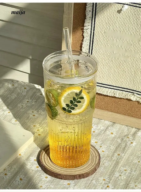 BANKE Large Capacity Glass Cup with Lid and Straw from BANKE