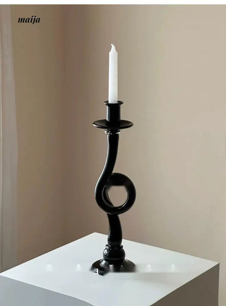 GUIFOU Retro Black Glass Candlestick from GUIFOU
