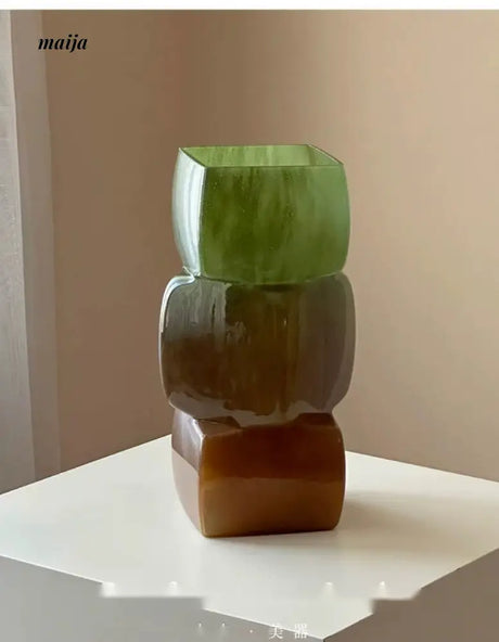 GUIFOU Square Glazed Green Vase from GUIFOU