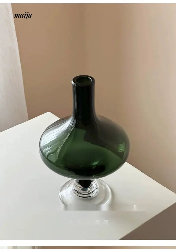 GUIFOU Narrow Mouth Green Glass Vase from GUIFOU