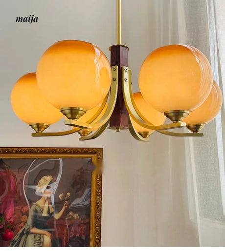 NANCY French Copper Walnut Chandelier Art Design from NANCY
