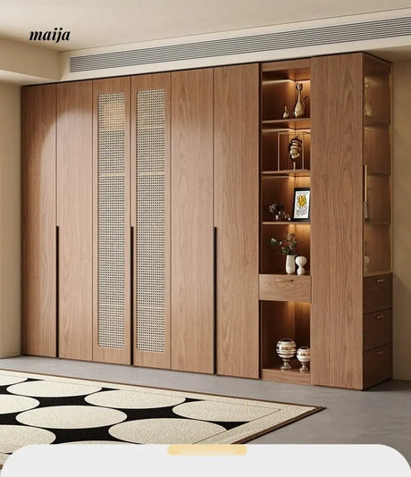 MEIHOUSE Medieval Rattan Glass Door Bedroom Wardrobe Modern Storage from MEIHOUSE