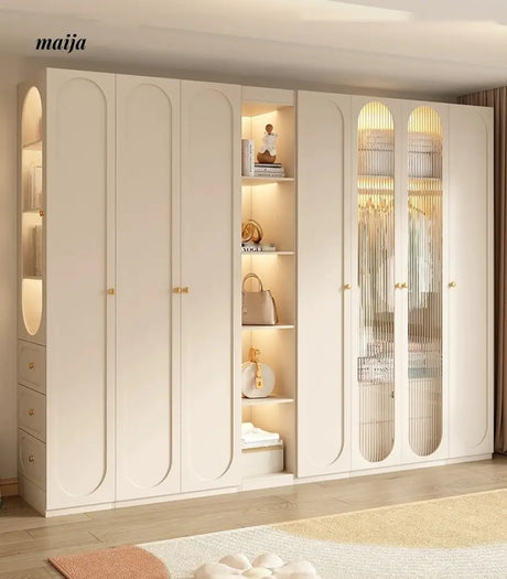 MEIHOUSE French Cream Wardrobe Bedroom Finished Large Storage Cabinet from MEIHOUSE