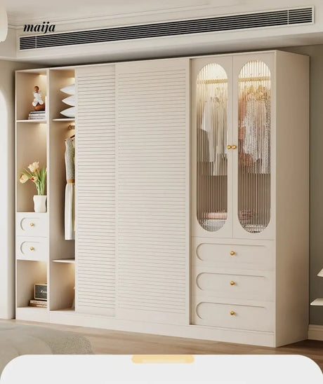 MEIHOUSE French Cream Sliding Door Bedroom Wardrobe Modern Storage from MEIHOUSE