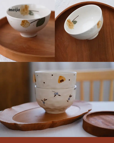 KAWATANI Japanese Ceramic Persimmon Gray Rice Bowl from kawatani