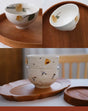 KAWATANI Japanese Ceramic Persimmon Gray Rice Bowl from kawatani