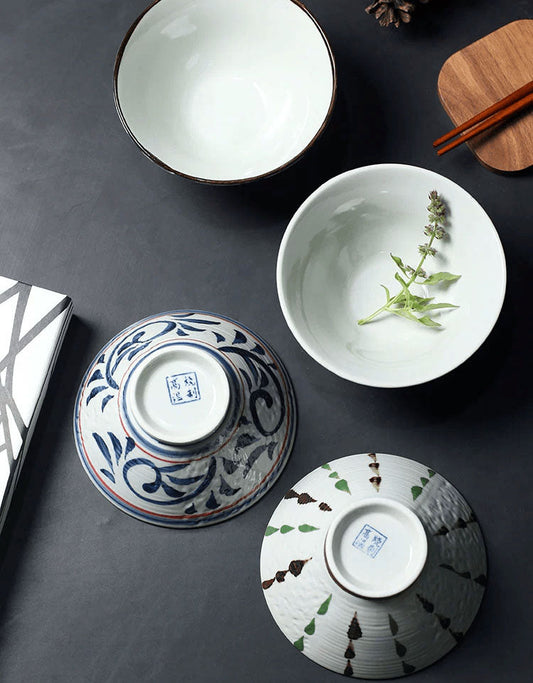 Hand-Painted Underglaze Japanese Rice Bowls from Small Device