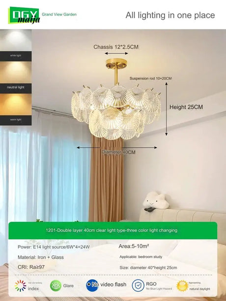 GVG Crystal Scallop Shell Ceiling Lamp from Kaiyashi