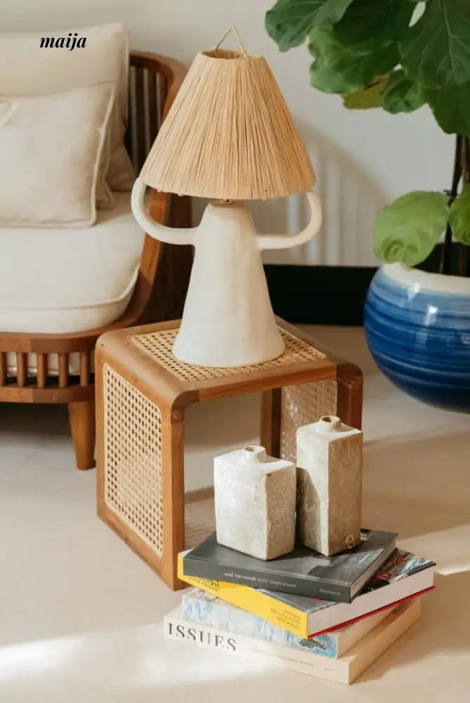 Rattan Wooden Square Stool from maija