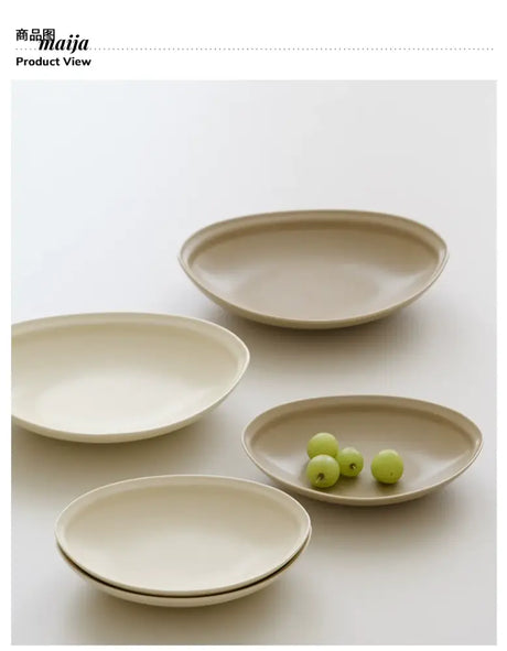 WENSHUO Cream Oval Ceramic Plate from WENSHUO