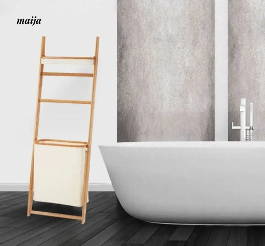 Bamboo Laundry Basket Bathroom Rack from maija