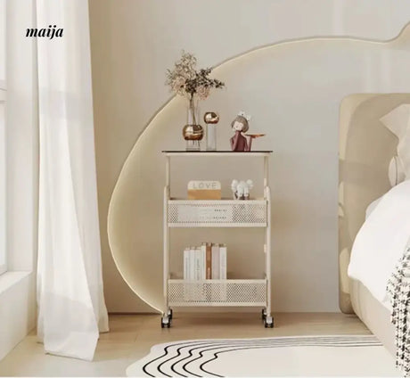 Gladys Movable Bedside Table and Storage Cart from Yeter