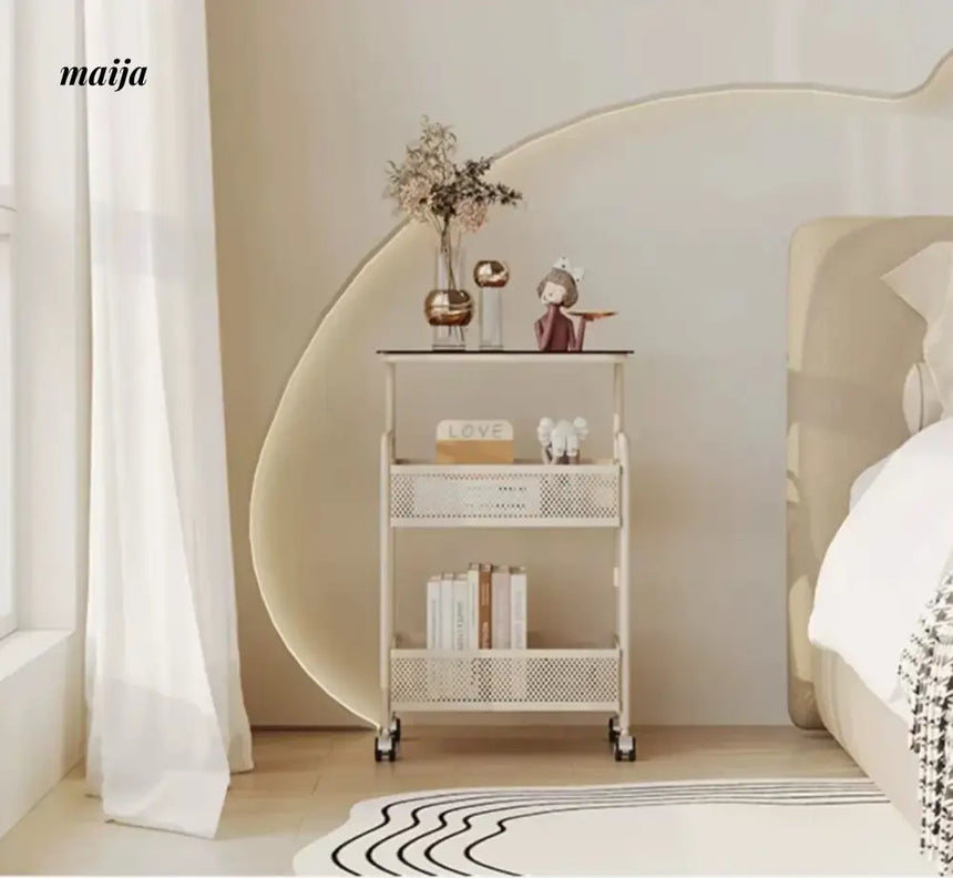 Gladys Movable Bedside Table and Storage Cart from Yeter