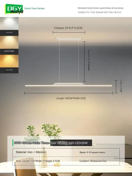 GVG Minimalistic Long Bar Ceiling Lamp from GVG