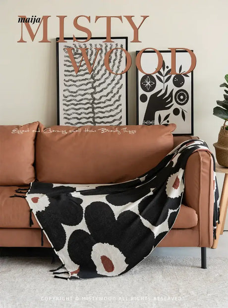 MISTYWOOD Black Sofa Knitted Floral Duvet from MISTYWOOD