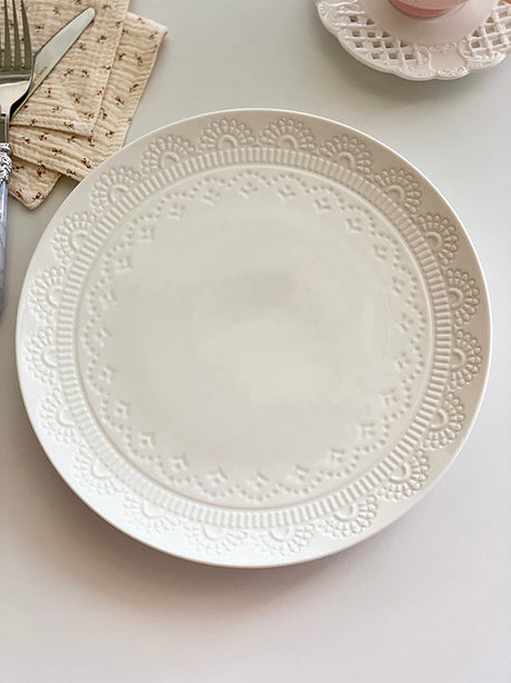 YASUKI Aria Elegant Pure White Ceramic Plate from YASUKI
