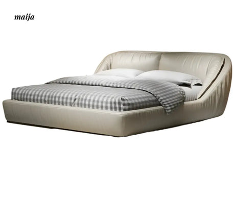 Alastair Minimalistic Leather Bed from maija