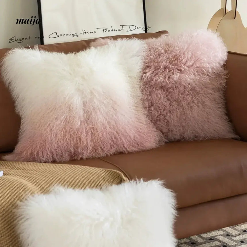 MISTYWOOD Pink Wool Pillow for Living Room from MISTYWOOD