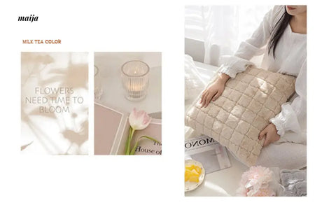 Chessboard Fluffy Square Cushions from Manxiaomian
