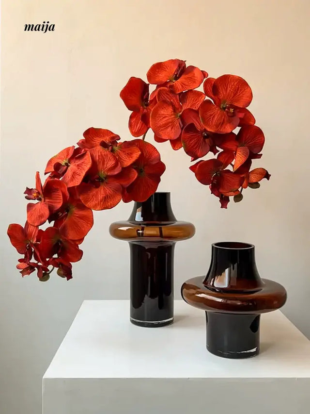 LIVETAI Light Luxury Brown Glass Vase from maija