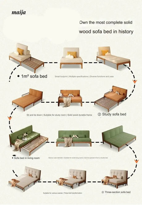 Karol Retractable Solid Wood Sofa Bed from AI