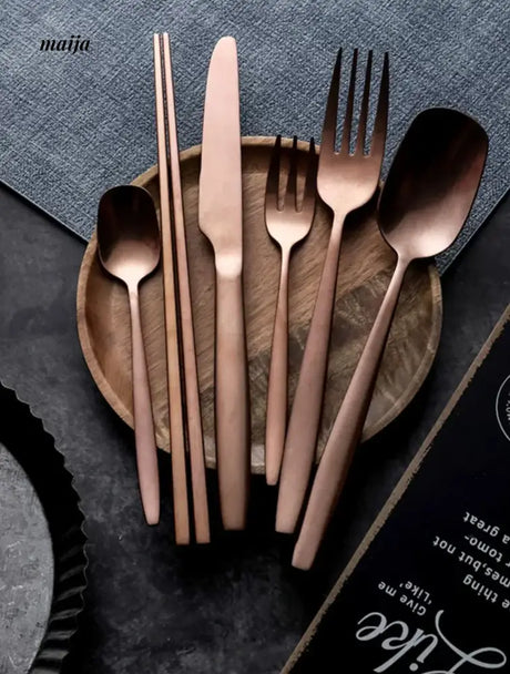 Bronze Steak Knife and Fork Set from maija